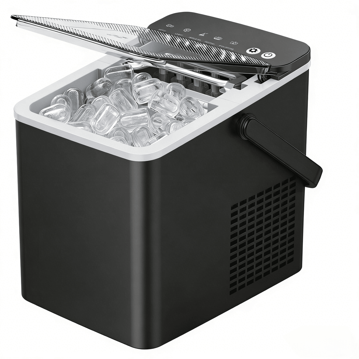 SIMZLIFE Portable Countertop Ice Maker, 26 Lbs/Day, 9 Bullet Ice Cubes in 6 Minutes, 2 Ice Sizes, Self-Cleaning Ice Machine, Black