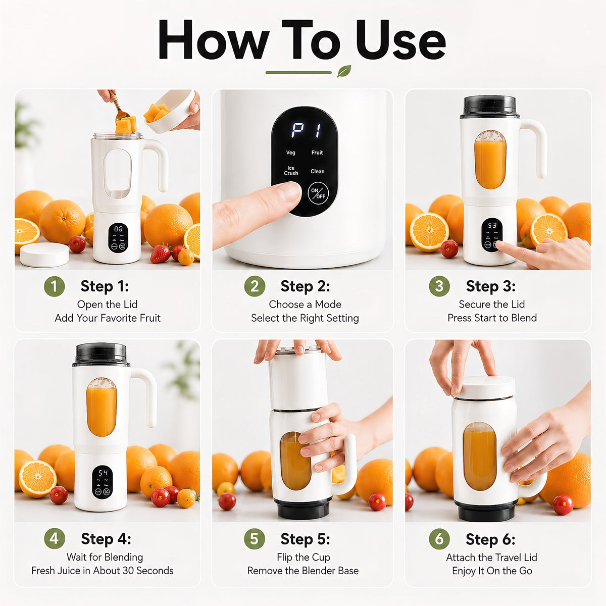 STARBIAO Portable Blender 19.6 oz Personal Juicer Cup, USB-C Rechargeable Mini Blender for Shakes & Smoothies, 12-Blade Stainless Steel, 4 Modes, Digital Display, Self-Cleaning, Beige