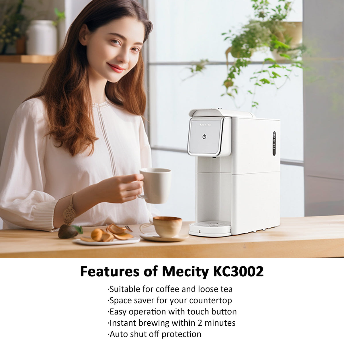 Mecity Compact Coffee Maker for Ground Coffee & Loose Tea - Single Serve, 6-12 Oz Brew, Black
