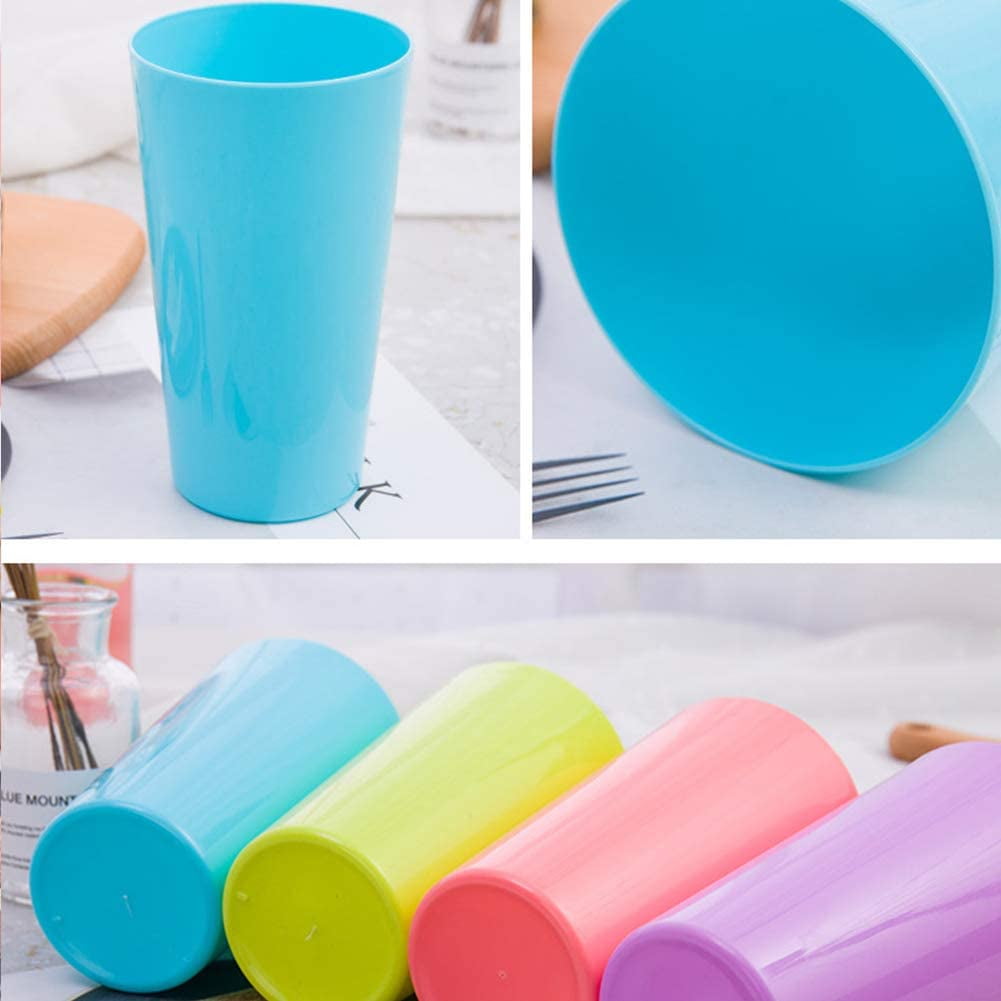 17.5-Ounce Plastic Tumblers (Set of 12), Plastic Drinking Glasses, Mixed-Color, BPA-Free, Shatter-Proof, Dishwasher-Safe