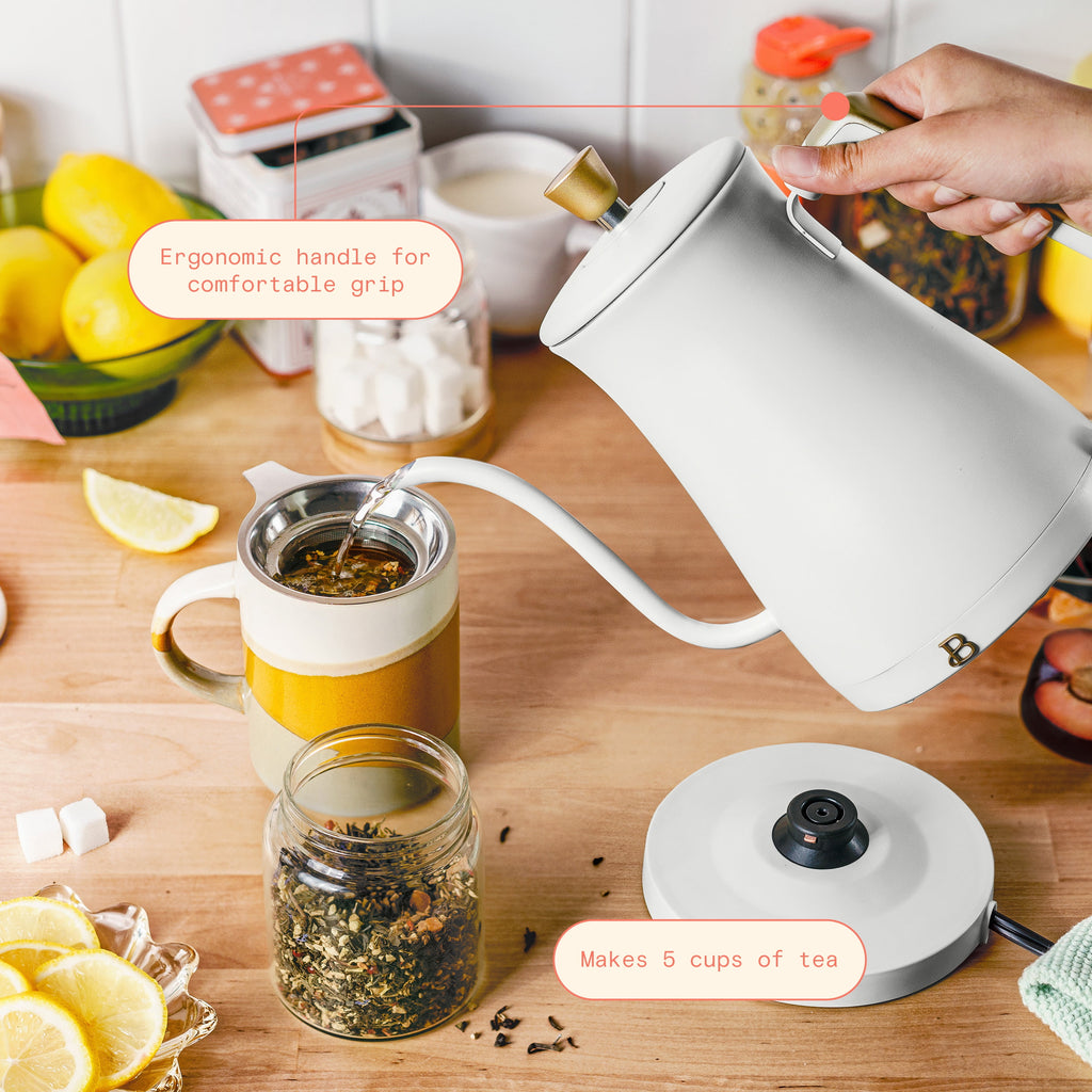 Beautiful 1-Liter Electric Gooseneck Kettle 1200 W, Chocolate by Drew Barrymore