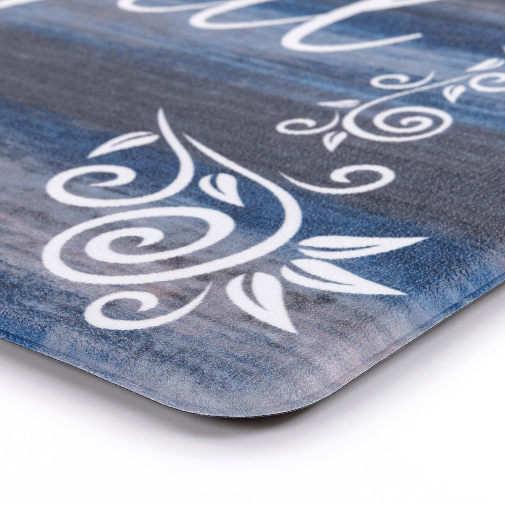 MeyJey Farmhouse Kitchen Rug Set of 2, Non-Slip Anti-Fatigue Waterproof Cushioned Mat for Kitchen, Dining & Laundry Room, 18"x30"+18"x48" Teal/Brown