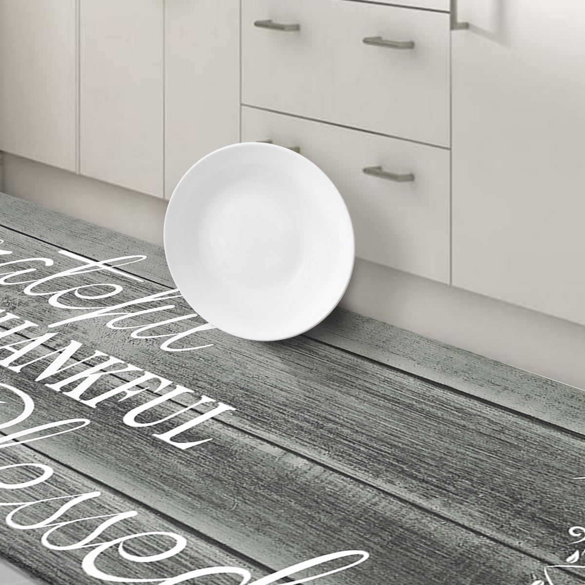 MeyJey Farmhouse Kitchen Rug Set of 2, Non-Slip Anti-Fatigue Waterproof Cushioned Mat for Kitchen, Dining & Laundry Room, 18"x30"+18"x48" Teal/Brown