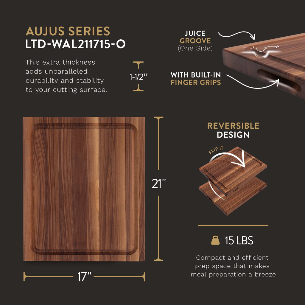 John Boos BBQ Collection Reversible Wood Cutting Board,Juice Groove, Walnut