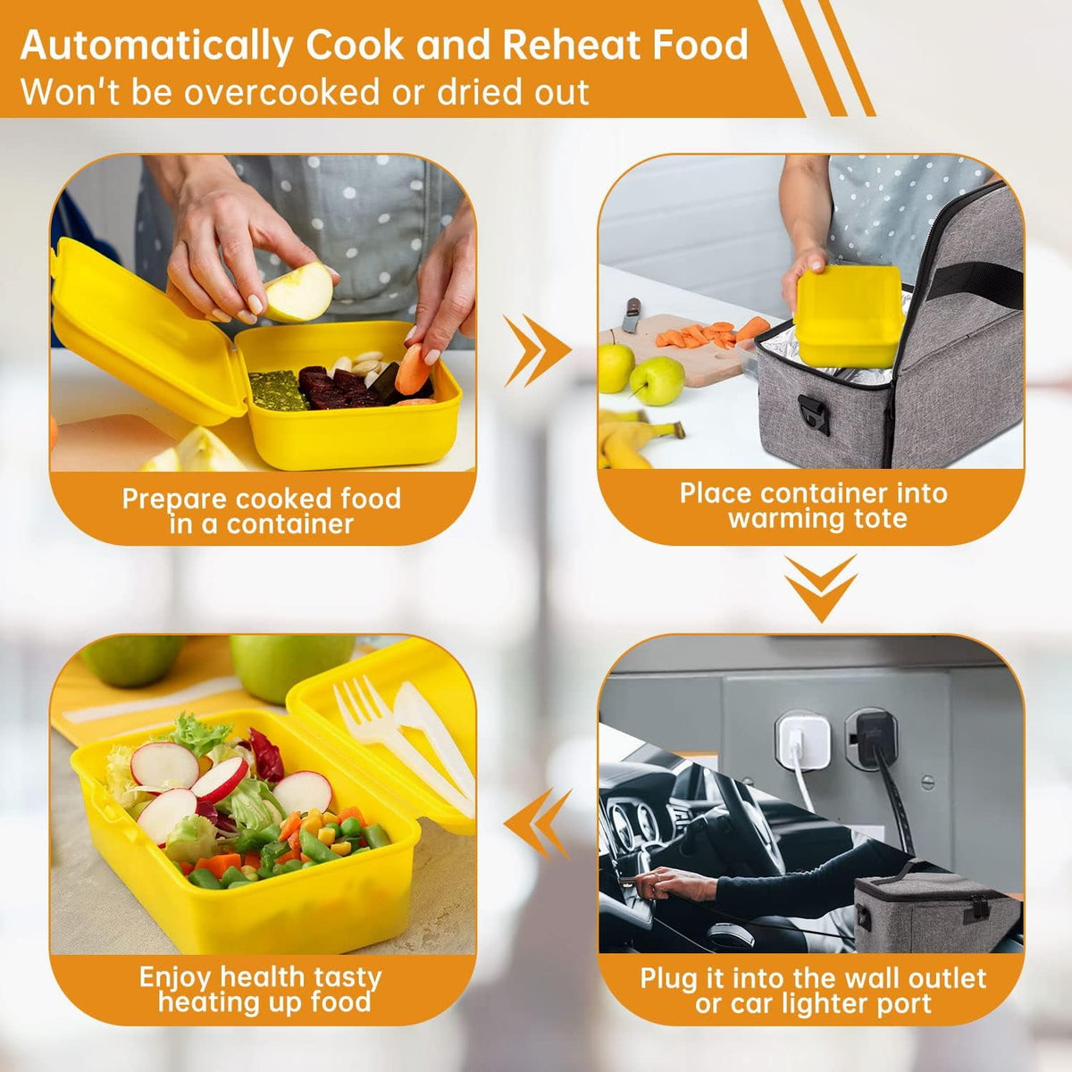 Aotto Portable Oven, 12V, 24V, 110V Portable Food Warmer, Mini Personal Microwave Heated Lunch Box for Work Reheating and Cooking Meals in Truck, Vehicle, Travel, Camping, Picnic, Black