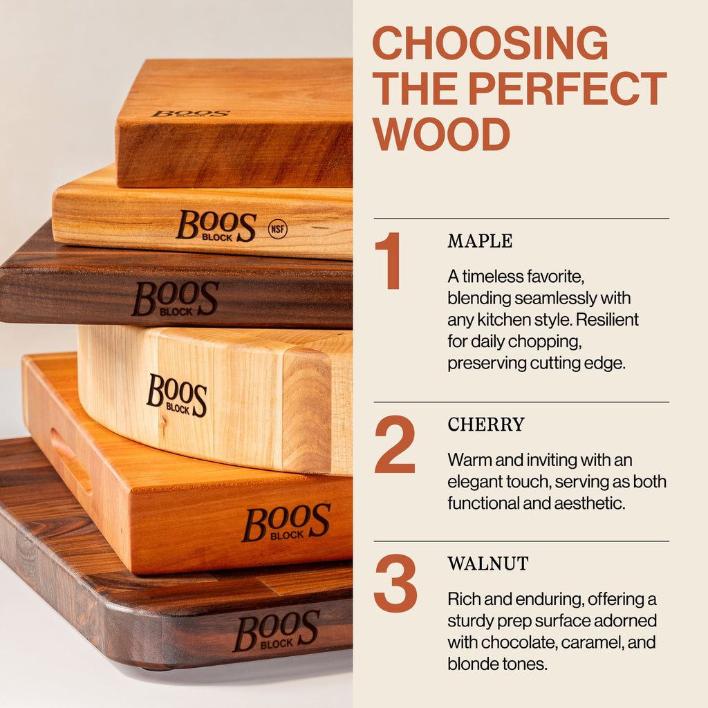 John Boos R-Board Reversible Wood Cutting Board, Cherry, 18 in x 18 in x 1 1/2 in