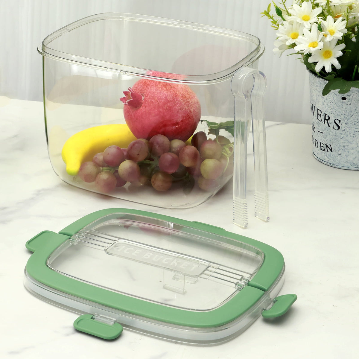 5.3 QT Ice Bucket with Lid and Tong Sealed Ice Bucket Container with Handle Ice Cube Bucket Portable Wine Bucket Multifunctional Ice Storage Bin for Cocktail Freezer Bar