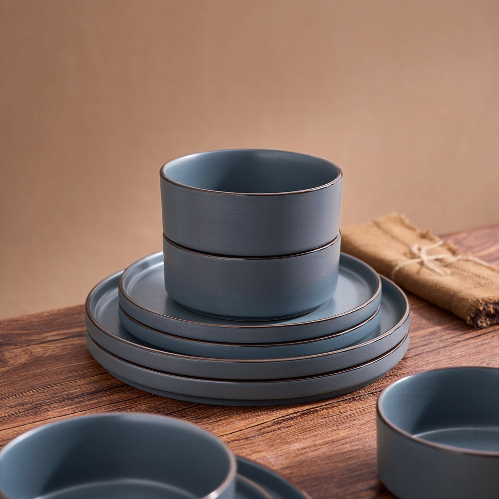 Famiware Nebula Stoneware Dinnerware Sets, 12-Piece Dish Set, Multi-color
