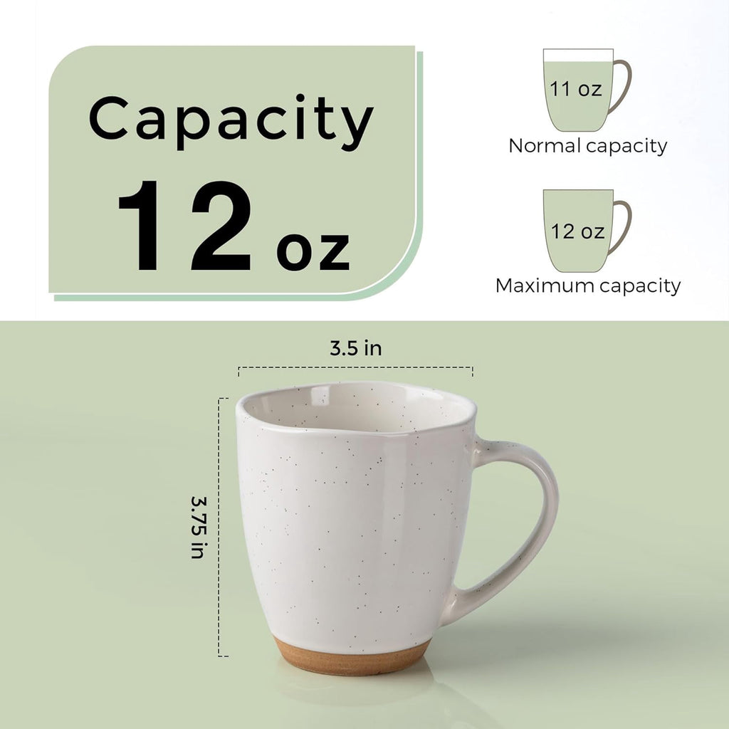 AmorArc 12oz Coffee Mugs, Ceramic Coffee Mugs set of 6 for Man, Woman, Dad, Mom, Modern Coffee Cups with handle for Latte/Cappuccino/Milk/Cocoa. Dishwasher&Microwave Safe, Light Beige