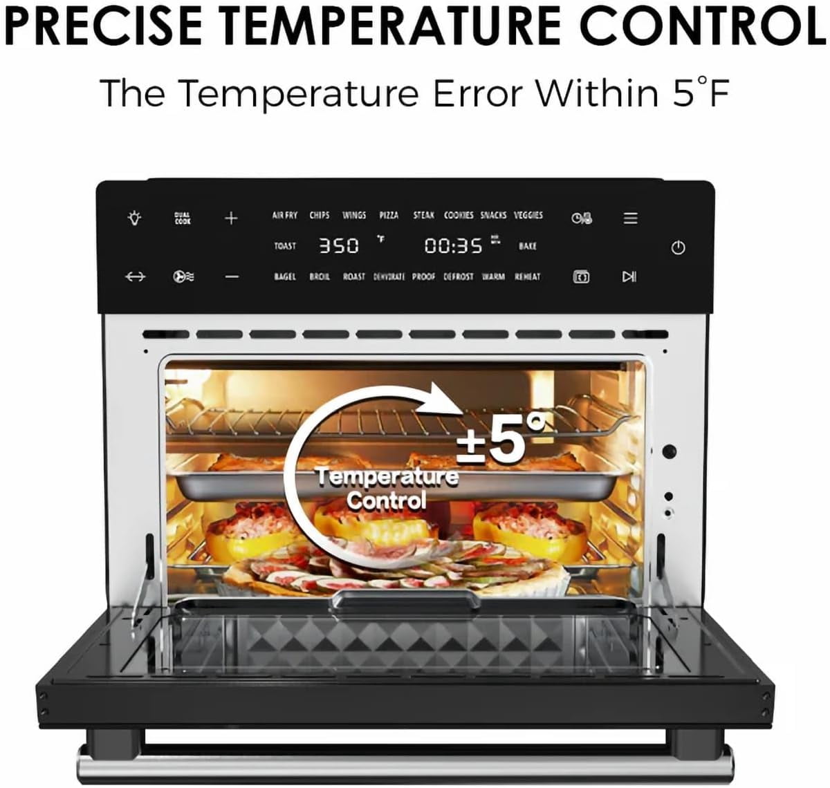 Kitchen in the Box 32QT Digital Air Fryer Toaster Oven Combo, 21-in-1 Convection Oven with Rotisserie & Dehydrate, Family-Size Countertop Oven with 6 Accessories, 1800W, Black