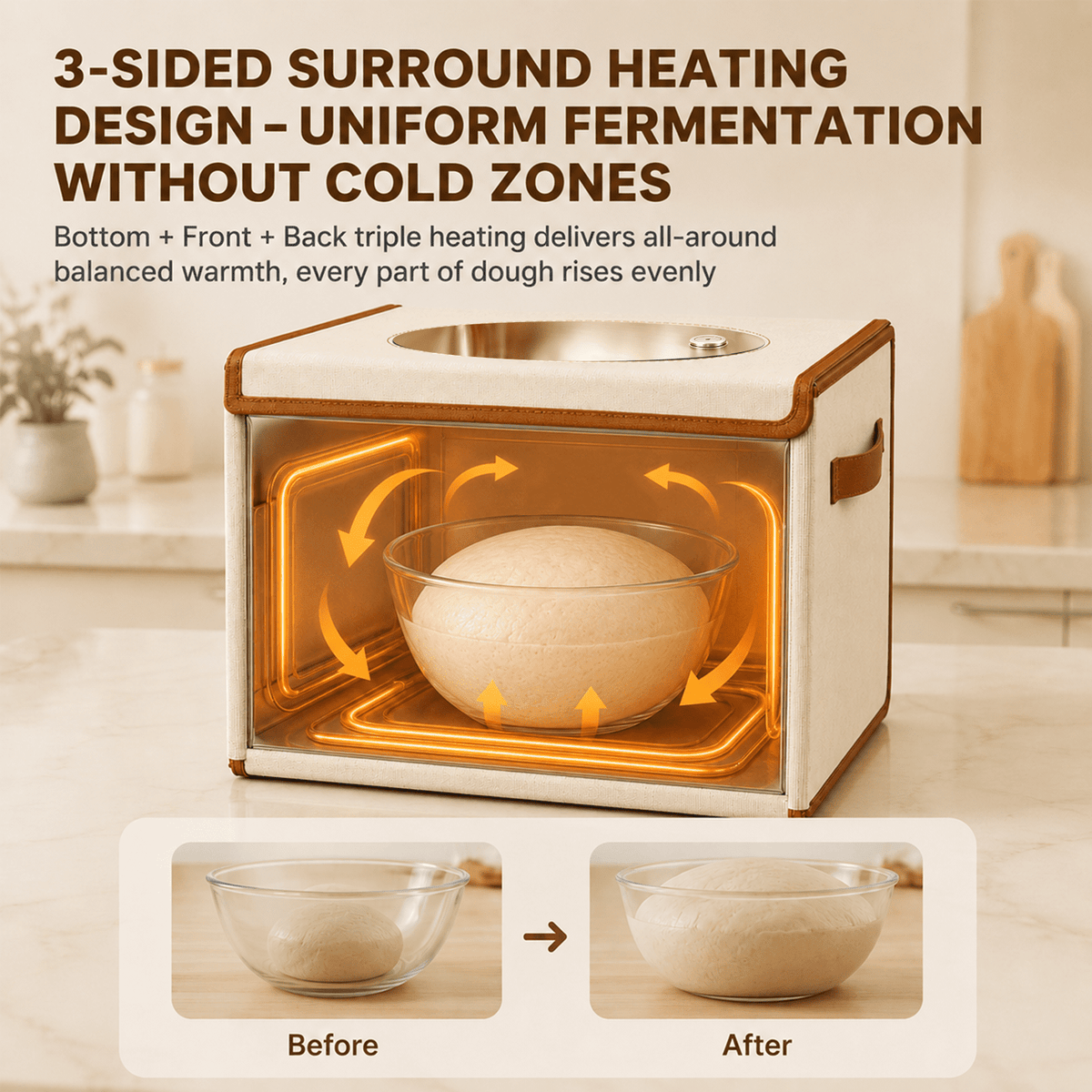 MYMULIKE Foldable Bread Proofing Box, 600D Oxford 50-113°F Temp Control & 48H Timer, 3-Side Heat Steel Rack for Sourdough, Bread, Pizza, Yogurt, Kombucha