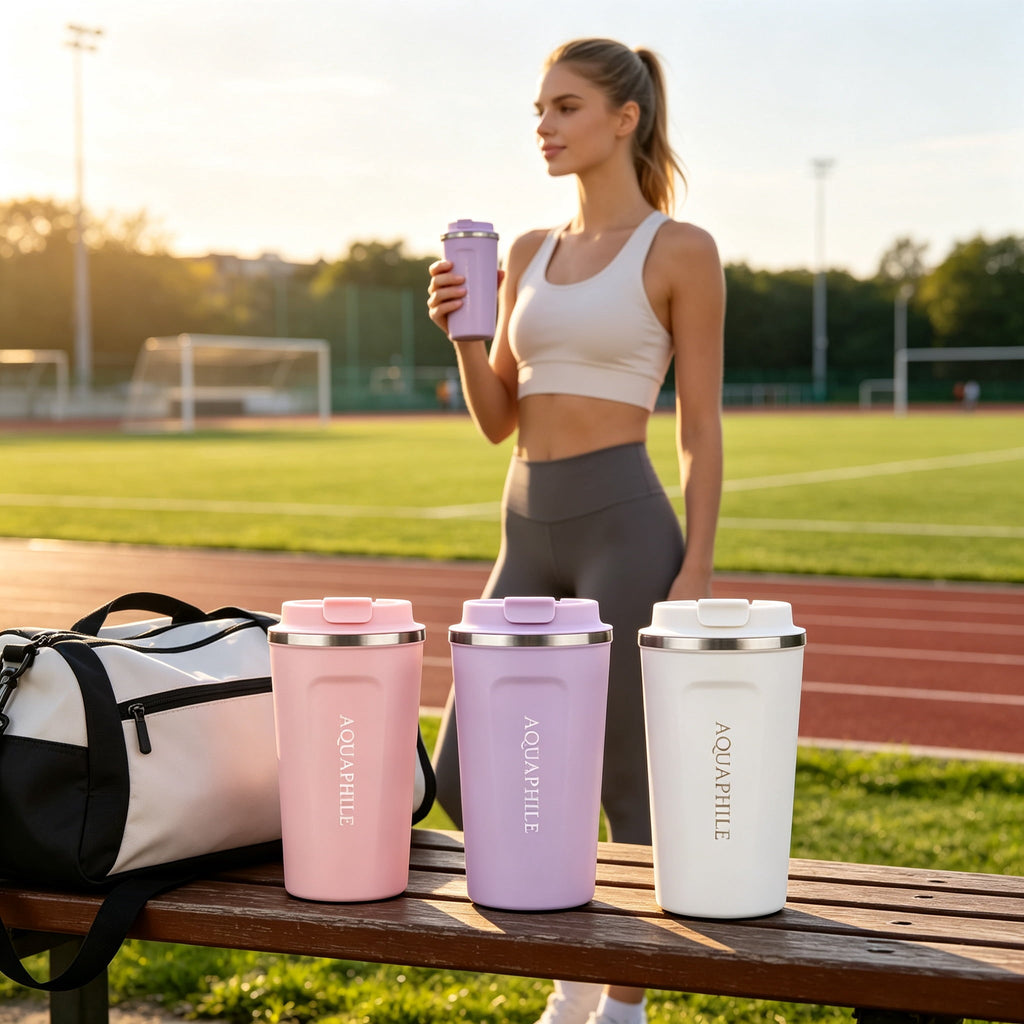 Aquaphile 17oz Coffee Mug to Go Stainless Steel Thermos Double Wall Insulated Coffee Cup Reusable Travel Mug with Leak proof Lid, White