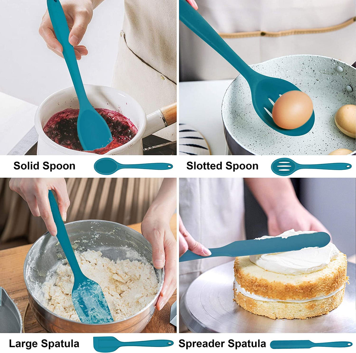 Walchoice 14 Pcs Cooking Utensils Set with Holder, Heat Resistant Silicone Kitchen Cookware Utensils Set, Kitchen Cooking Tools Includes Spatula Spoon Turner Whisk Tong, Dishwasher safe, Red