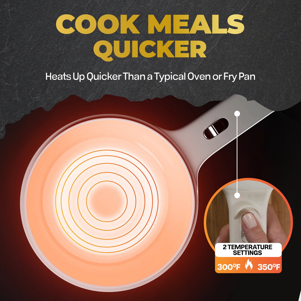 Ceramax Electric Hot Pot 1.5L Nonstick Ceramic Skillet Pan, Electric pot Mini Cooker with Lid, Hot Pot Electric Steamer for Frying Eggs Ramen, Electric Skillet, As Seen on TV