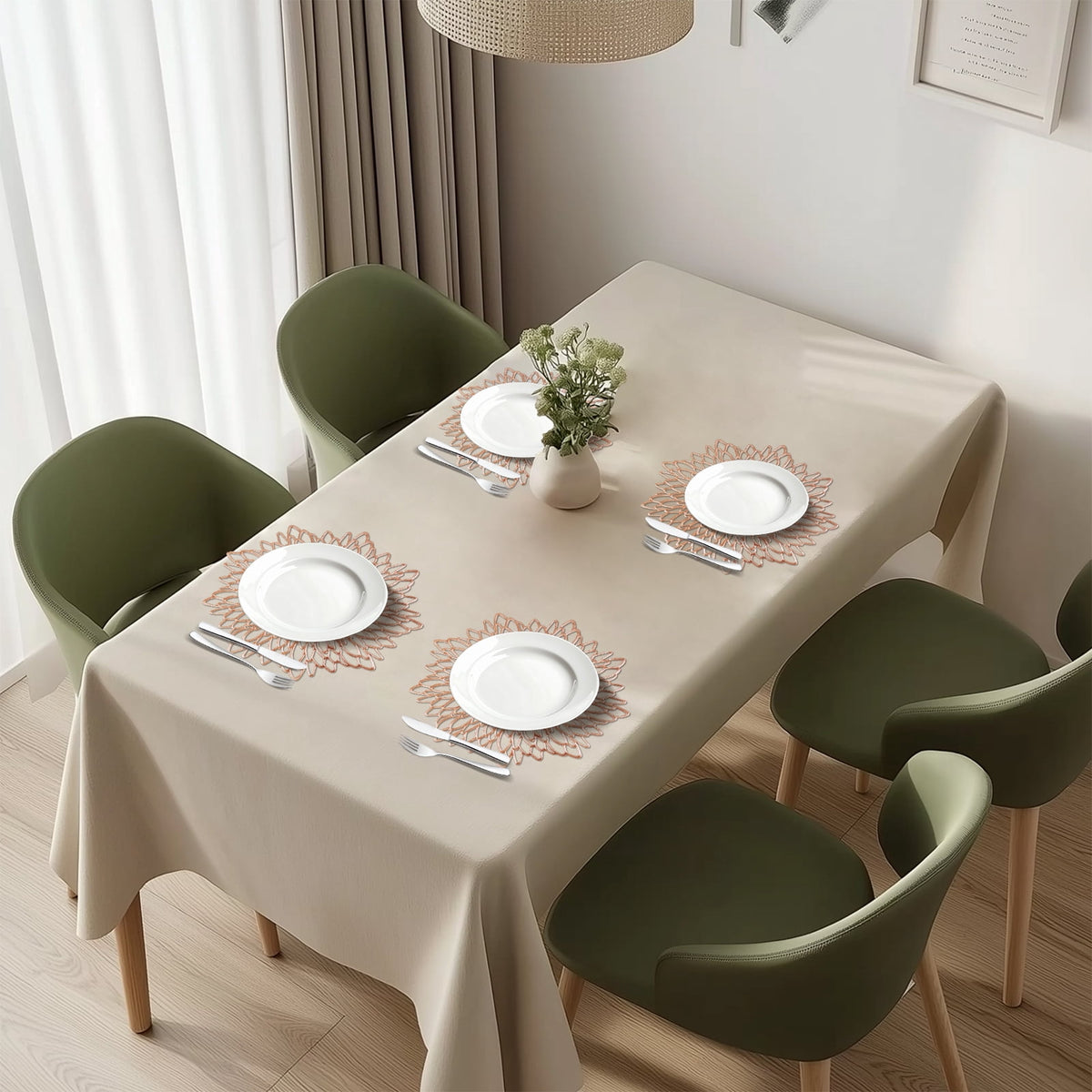 Vinyl Placemats Non-Slip Washable Heat Resistant Round PVC Table Mats for Morden Kitchen Dining Table Wedding,Gold