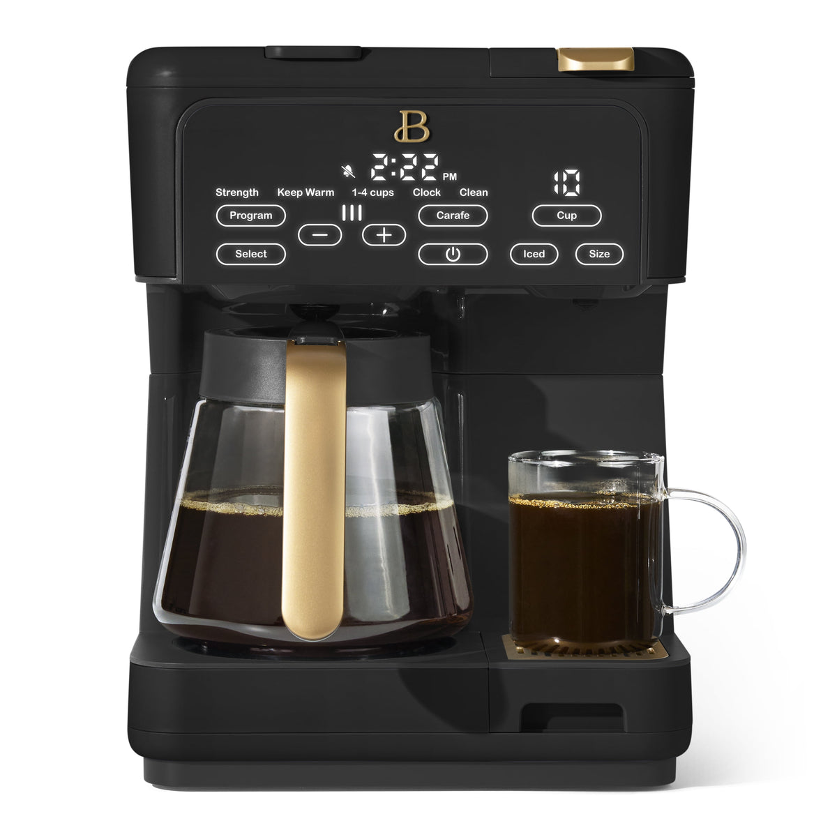 Beautiful by Drew Barrymore Multi-Brew 12-Cup Programmable Drip & Single-Serve Coffee Maker, White Icing