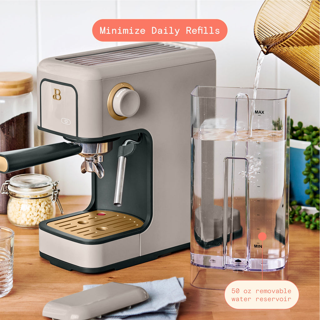 Beautiful by Drew Barrymore Slim Espresso Machine, 20-Bar Pressure, Black Sesame