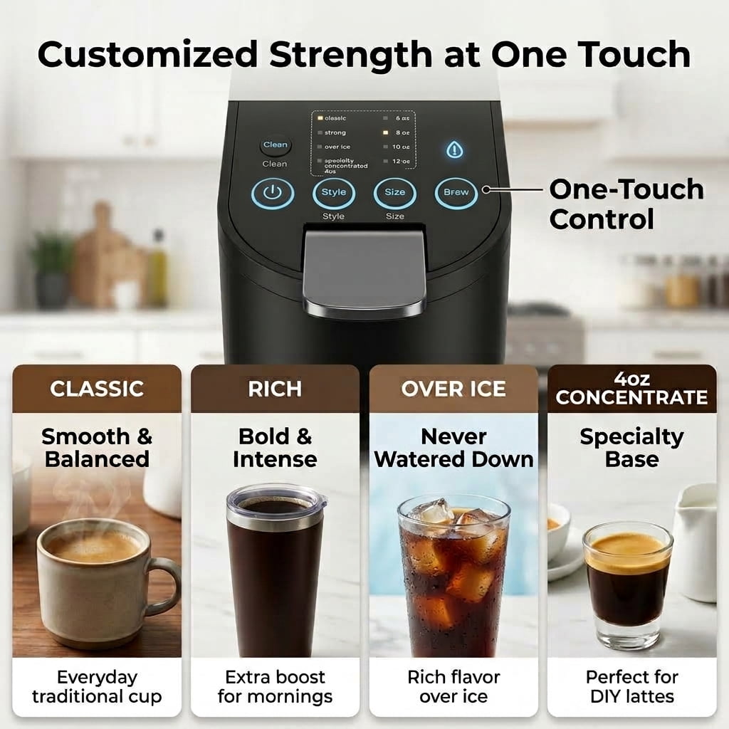 WUKHG 2 in 1 Single Serve Coffee Maker - Compatible with K cup Capsules and Grounds - 6 to 12 oz Cup Sizes, Removable 30 Oz Water Reservoir, 1000W, Black