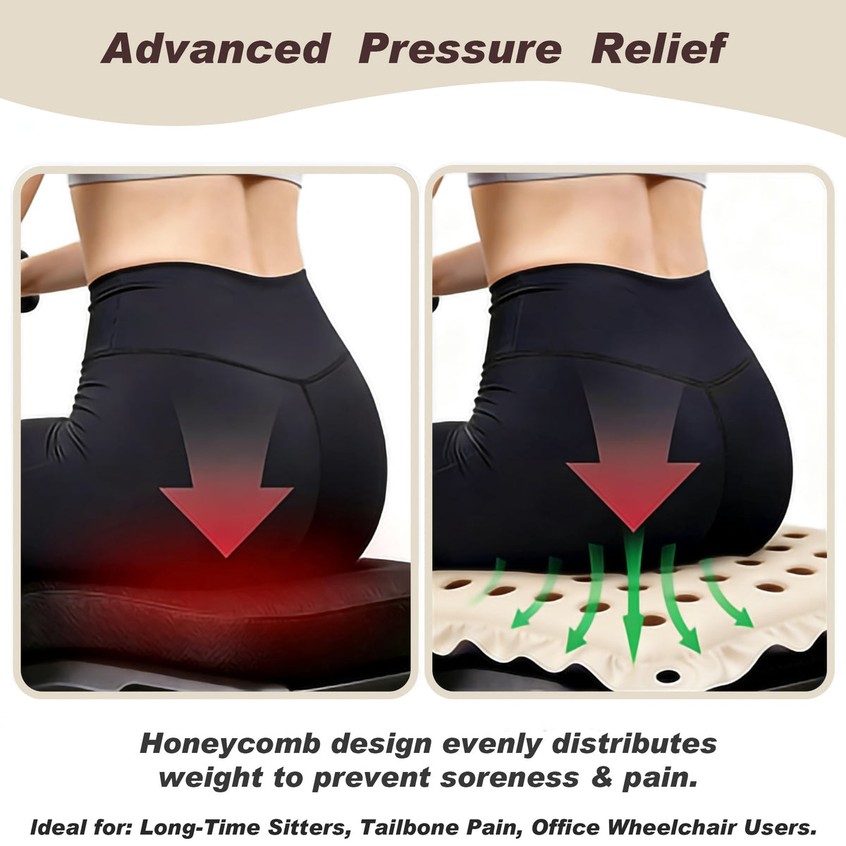 2 Pack Inflatable Seat Cushions,Pressure Relief 16 hole breathable Cushion,for Office Chairs,Car Seats,Wheelchair waterproof Cushions,with Air Pumps,Portable and Comfortable（Flocked Navy+PVC Beige)