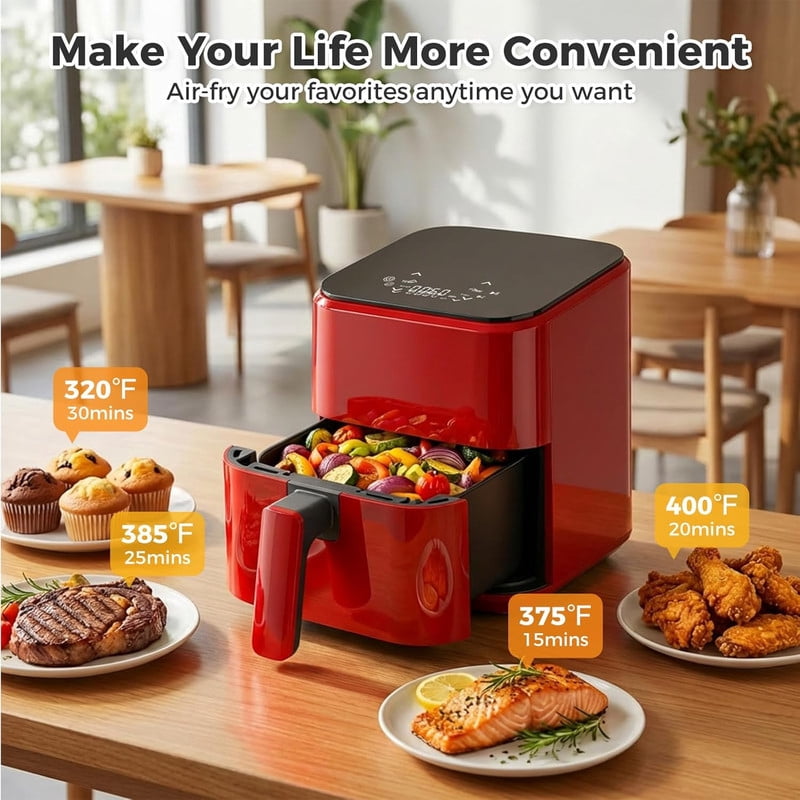 Simenmax Air Fryer, 6-Quart with Viewing Window, 12-in-1 Functions - Air Fry, Roast, Reheat, Dehydrate, Bake, Steam, and More, 400°F Max Temperature, Gray