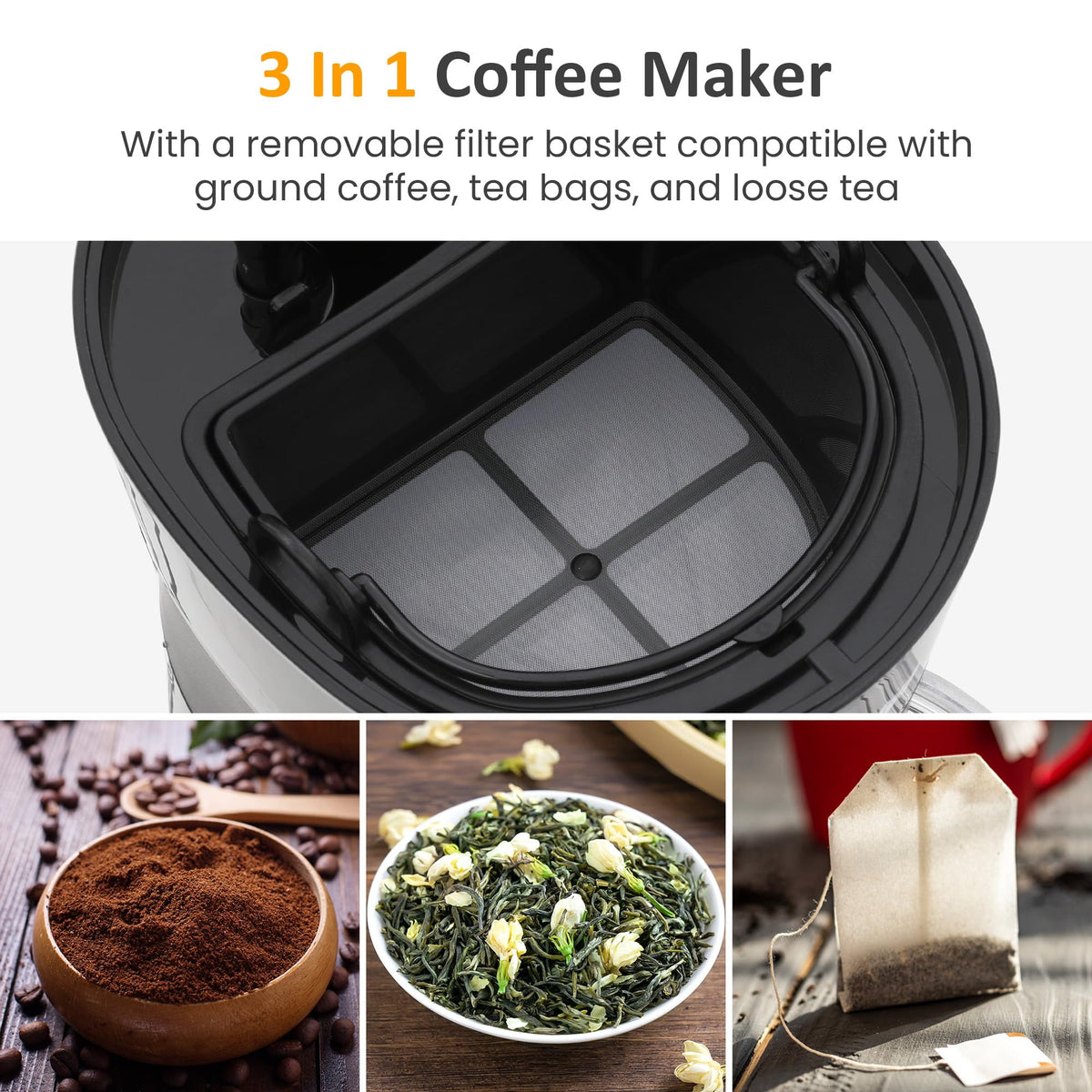 Sunvivi Single Serve Coffee and Iced Tea Maker with Reusable Filter, Cold Brew Ice Coffee Maker