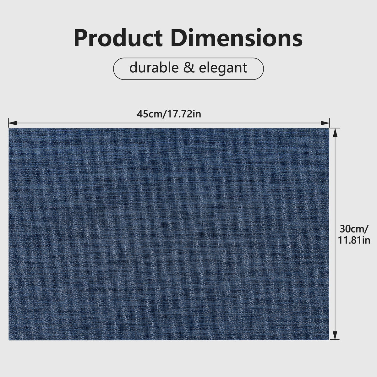 VCVCOO Navy Blue Placemats Set of 4 - Easy Clean Washable PVC Vinyl Placemats - Wipeable Heat Resistant Woven Table Mats for Dining Table - 12x18 inch