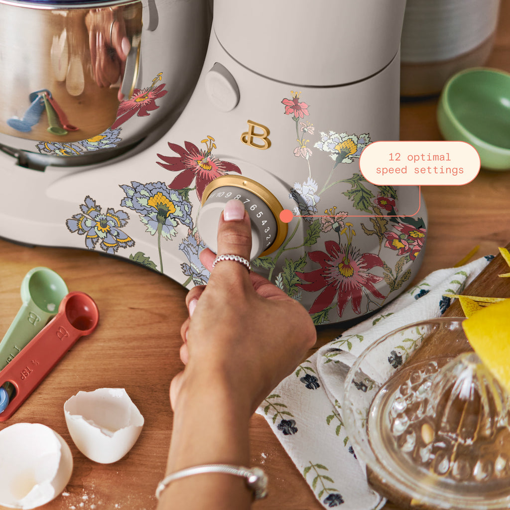 Beautiful 3.5 Qt Stand Mixer with Flat Beater, Dough Hook, Balloon Whisk, Chocolate by Drew Barrymore