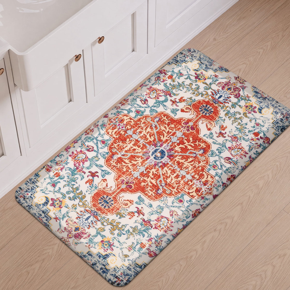 MeyJey 4/5 Inch Thick Anti Fatigue Kitchen Rug 20”x39”, Non Slip Waterproof Floor Mats for Kitchen Sink Laundry Office, Black/Gray