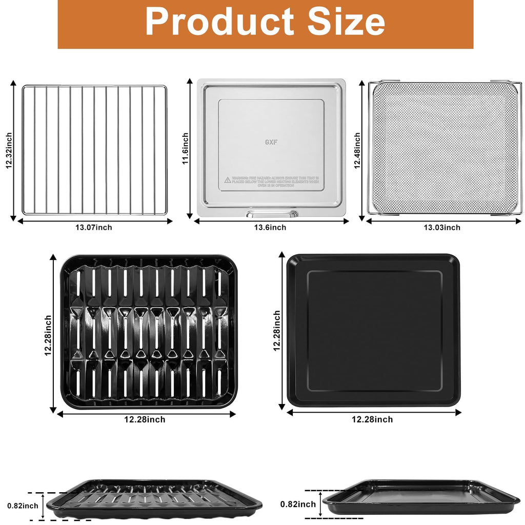 Air Fryer Replacement Parts for Ninja Flip Toaster Oven & Air Fryer SP151, 13.8''× 10.6'' Air Fryer Accessories Basket Grill Rack Crumb Tray Drip Pan
