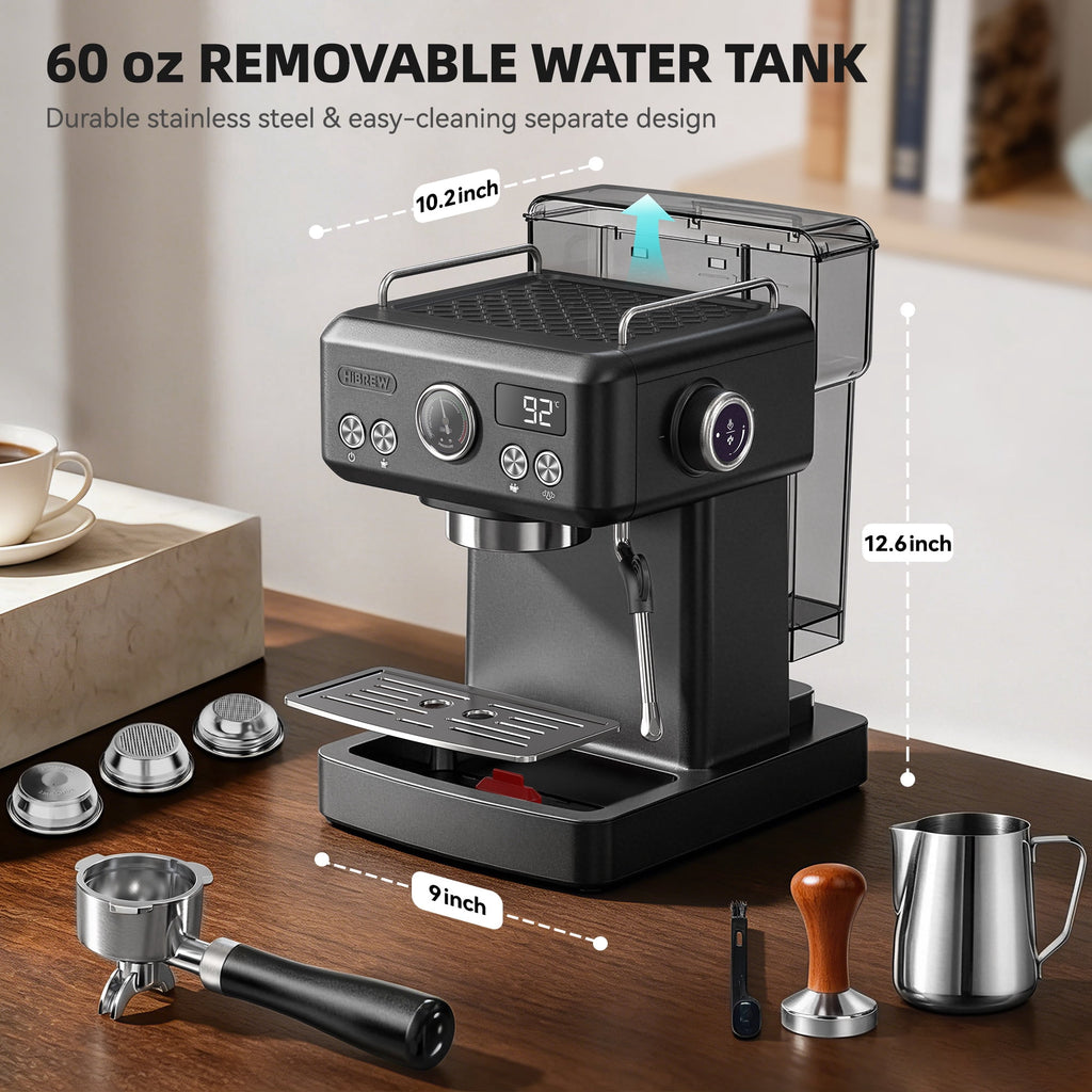 HiBREW 58mm Espresso Machine H10A, 20 Bar Coffee Maker with PID Temperature Control &Steam Wand, Stainless Steel Coffee Machine for Home Use
