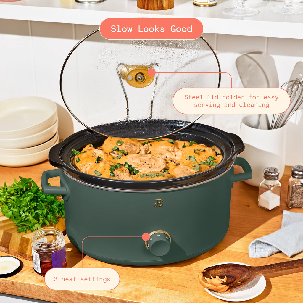 Beautiful 8 Qt Manual Slow Cooker, Thyme Green by Drew Barrymore