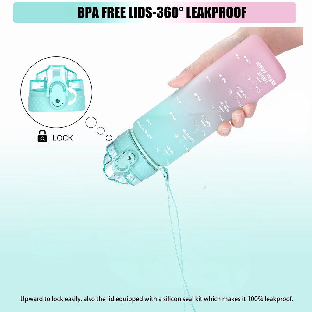 Oldley Transparent Tritan Kids Bottle – 17oz Straw Water Bottle with One-Hand Open Button, Lockable Leak-Proof Lid, Ideal for Daily Hydration