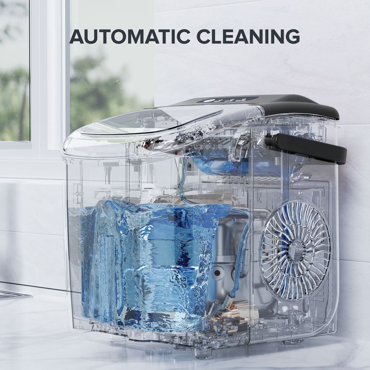 Havato Countertop Ice Maker, 8 Bullet Ice Cubes in 6 Mins, 26lbs/24H, w/ Scoop & Basket, White