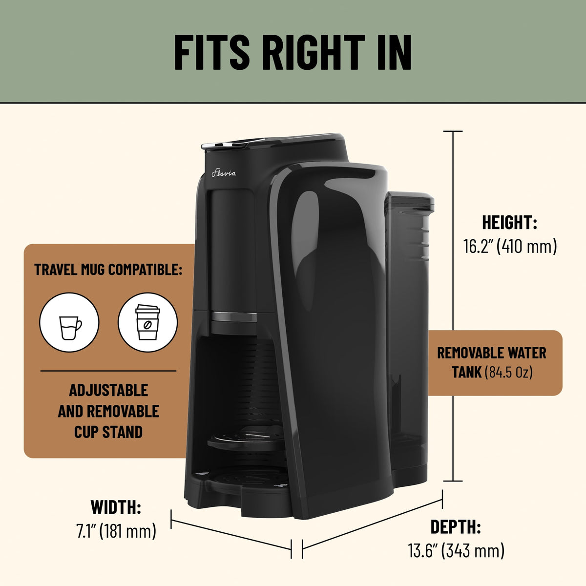 Flavia Aroma Brewer - Coffee Machine, Makes Coffee, Lattes, Tea, and other Hot or Iced Beverages with Single-Serve Freshpacks, Multiple Brew Sizes, Grey