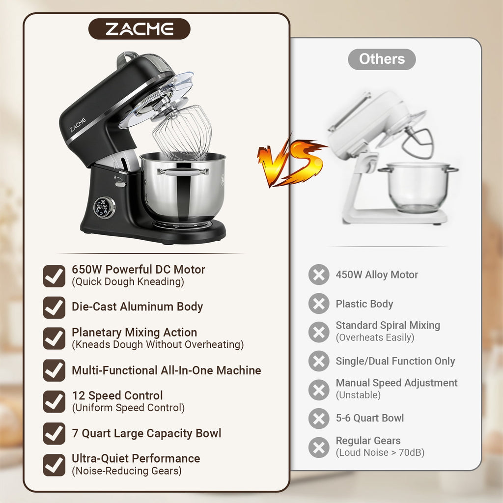 7QT Stand Mixer Aluminum Die Casting,650W 11 Speed Tilt-Head Kitchen Electric Stand Mixer, Household Food Mixer with Stainless Steel Bowl, Dough Hook, Whisk and Beater,Food Mixer for Baking, Cake