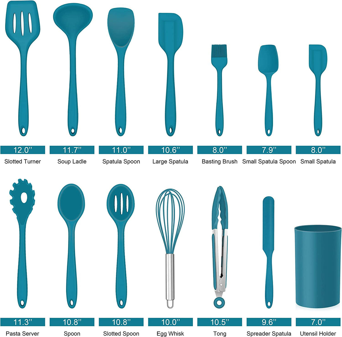 Walchoice 14 Pcs Cooking Utensils Set with Holder, Heat Resistant Silicone Kitchen Cookware Utensils Set, Kitchen Cooking Tools Includes Spatula Spoon Turner Whisk Tong, Dishwasher safe, Red