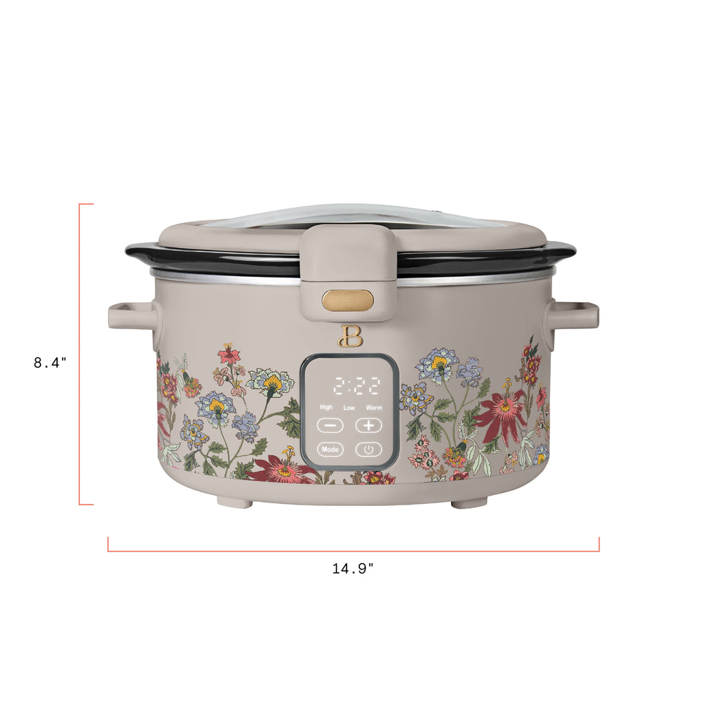 Beautiful 4 Qt Digital Slow Cooker with Hinged Locking Lid, Thyme Green by Drew Barrymore