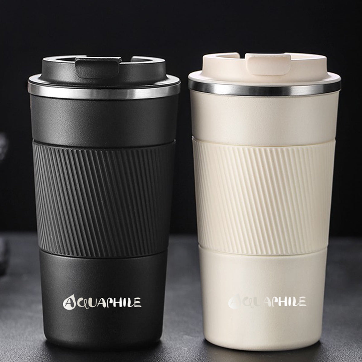 Aquaphile Vacuum Insulated Coffee Travel Mug - Double Walled Reusable Tumbler Cups Light Blue 17 Fluid Ounces
