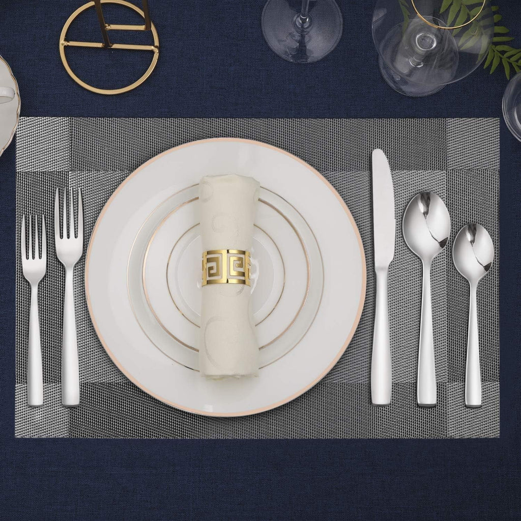Black Flatware Set, AOKIWO 48-Piece 18/8 Stainless Steel Tableware Silverware with Steak Knives for Kitchen Restaurant, Mirror Polished ,Dishwasher