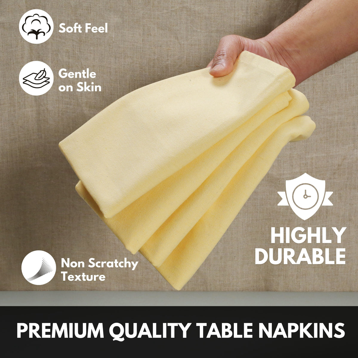 Softopia Cotton Dinner Table Fabric Napkins 17"x17", Set of 12 - Light Blue