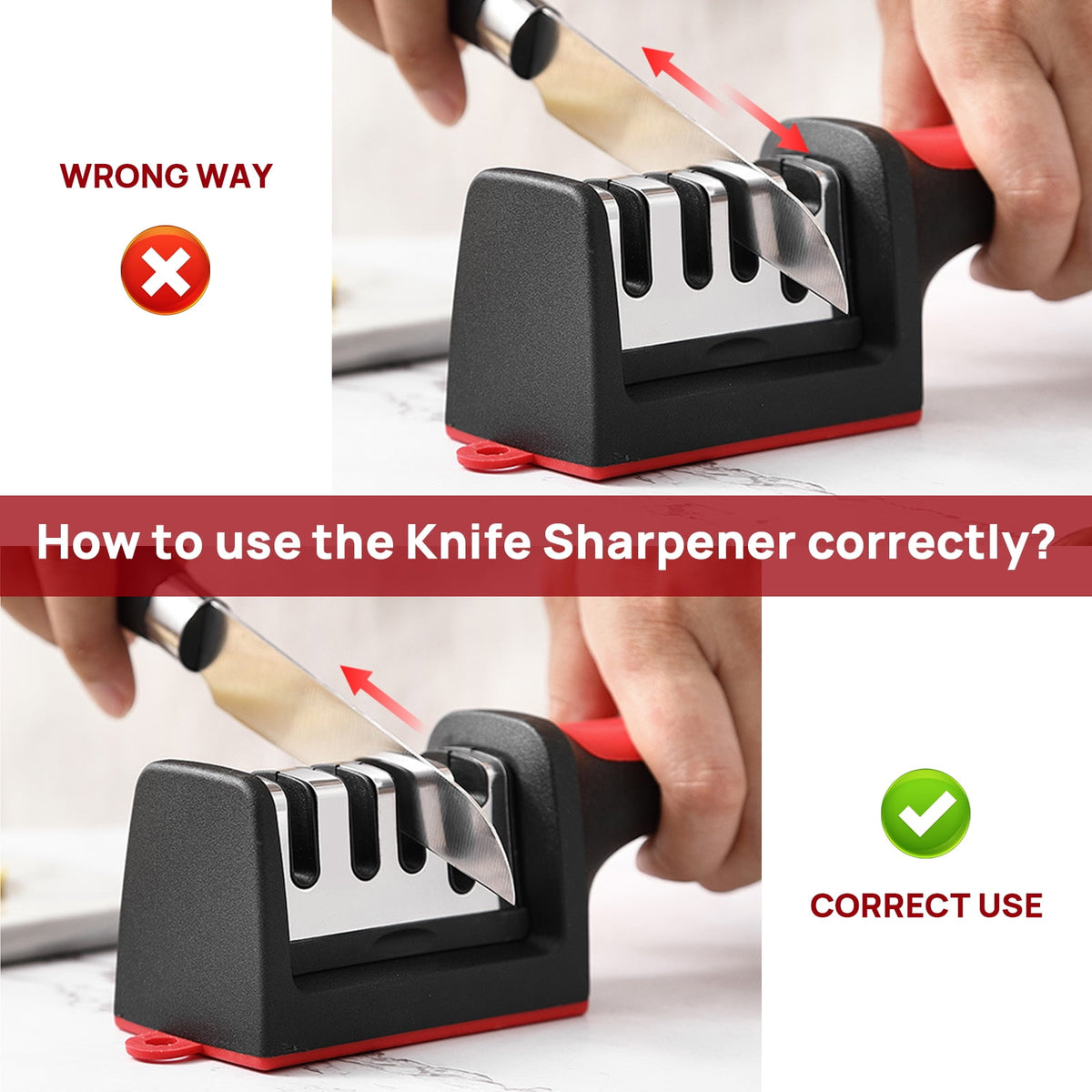 AGCAN 2 Pack Knife Sharpener, 4-Stage Kitchen Knife Sharpeners with Non-slip Base, Knife Sharpening System for Kitchen Knives, Scissors