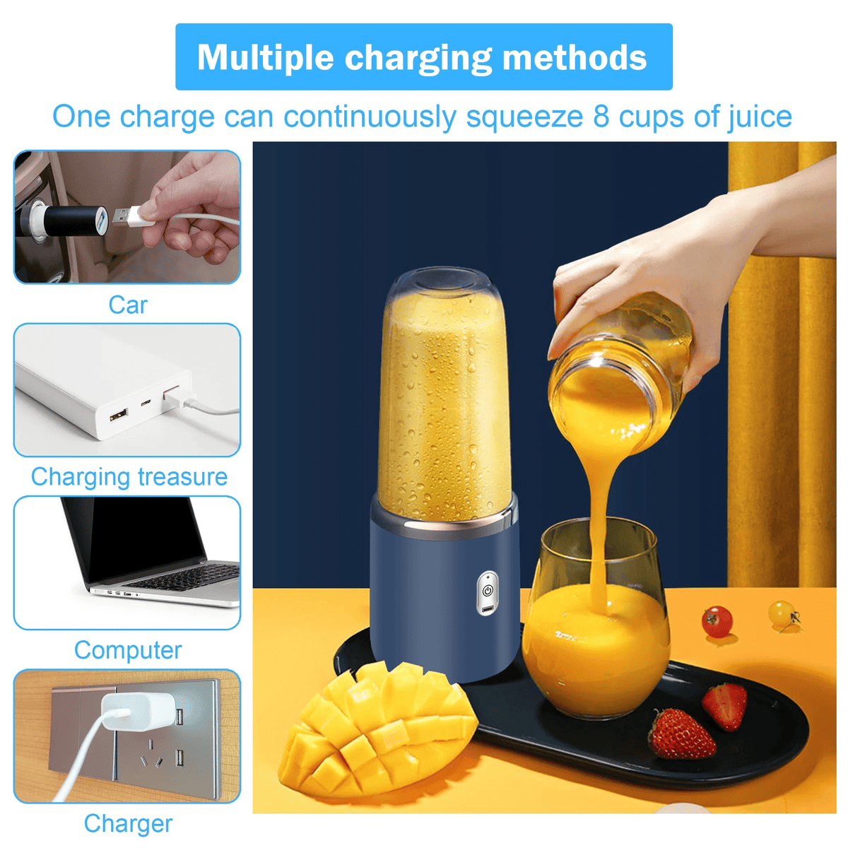 VIIWII Personal Blender for Smoothies Juice Portable Rechargeable Mini Bullet Blenders Cup
