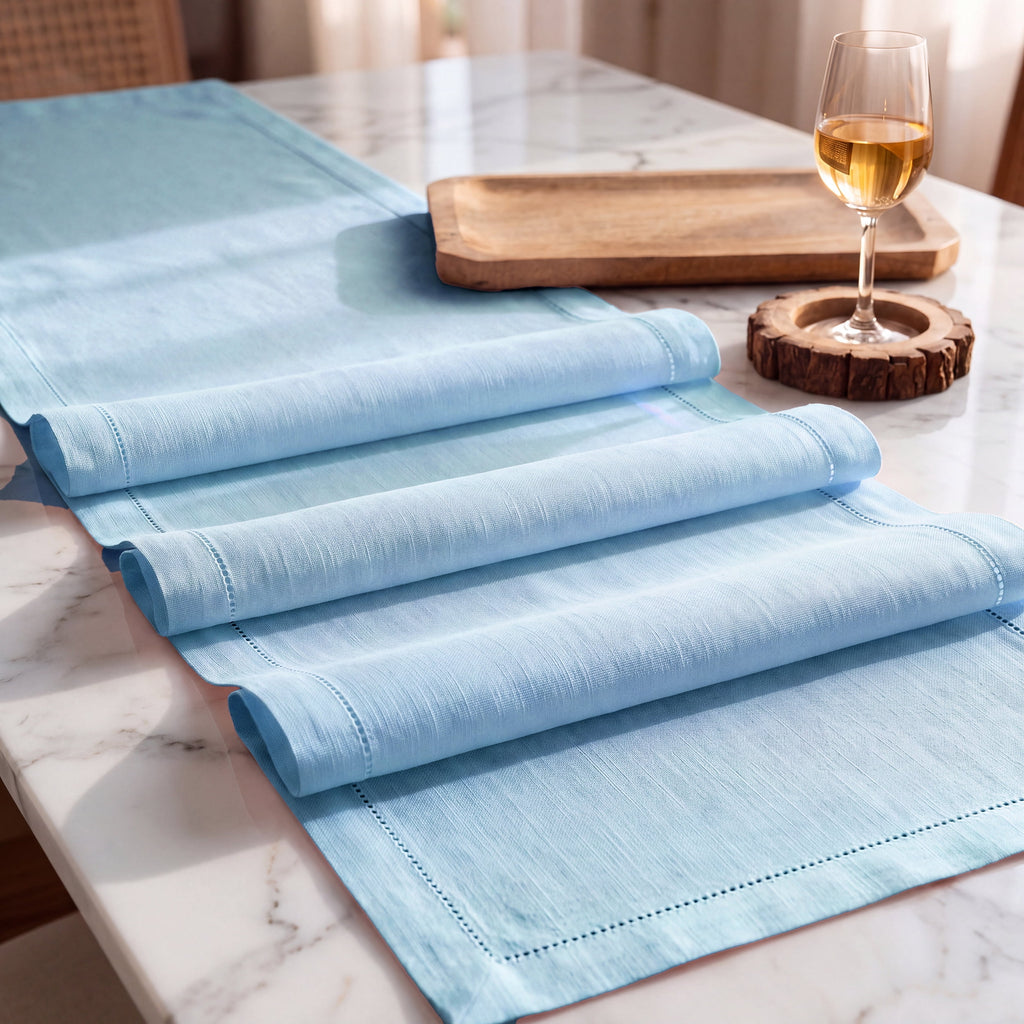 Fingercraft Table Runners, Cotton Dinner Table Centerpiece with Beautiful Premium Lace, Home and Dining Aqua-90