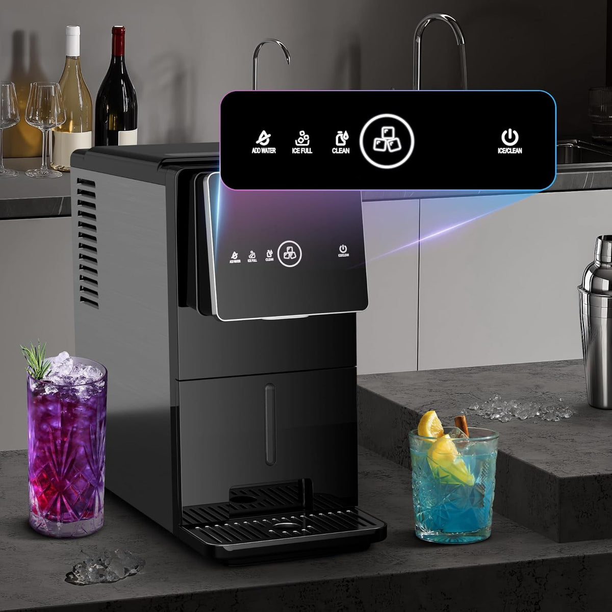 Havato Countertop Nugget Ice Maker, 33LBS/24H, Soft Chewable Ice Machine with 1.8L Removable Water Tank, One-Touch Automatic Ice Dispensing, Self-Cleaning, Black