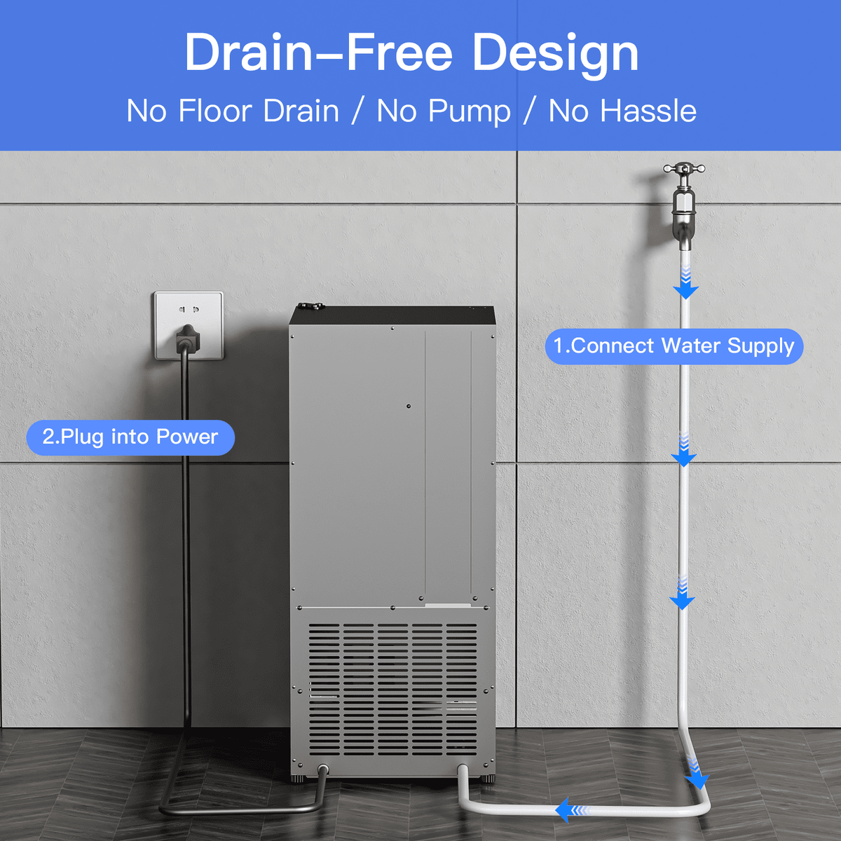 RIOXC 25 lbs/24H Crescent Ice Maker 15" Under Counter Machine with 22LBS Storage Bin No Drain Required for Home and Commercial Use, ETL