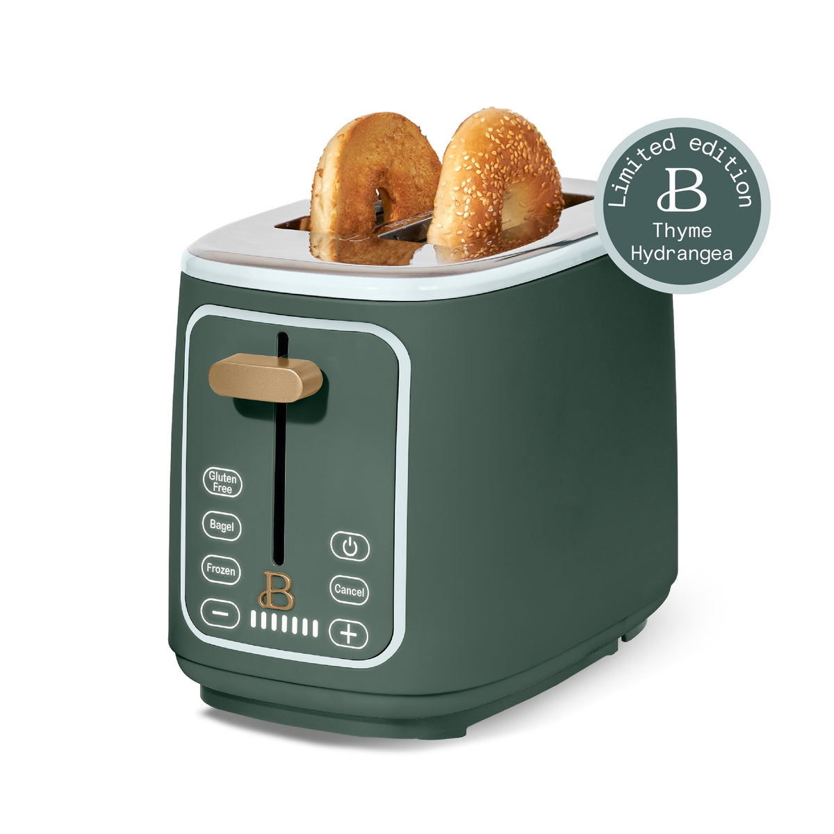 Beautiful 2 Slice Toaster with Touch-Activated Display, Thyme Green by Drew Barrymore