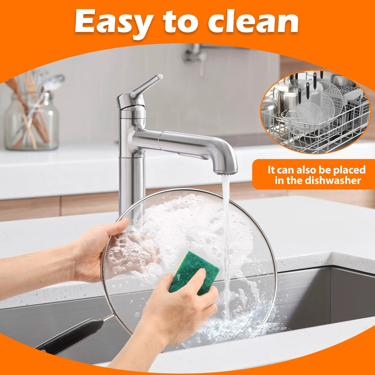 3 Piece Stainless Steel Fine Mesh Splatter Screen Set, 13", 11.4", 9.8" Splatter Screen for Frying Pan, Grease Splatter Guard with Heat-Resistant Handles