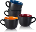 AmorArc 24 oz Soup Mugs with Handles, Jumbo Ceramic Bowls Mugs Set with handles for Coffee Cereal Cappuccino Snacks, Microwave&Dishwasher safe Soup Cups for Meal-Multicolor
