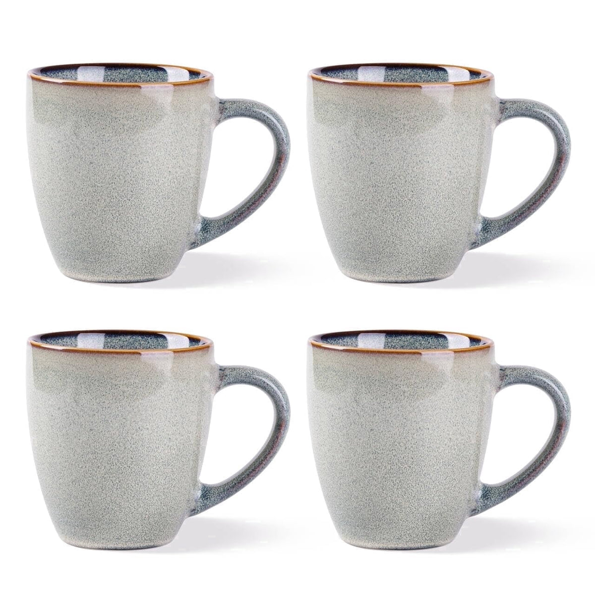 AmorArc Ceramic Coffee Mugs Set of 4, 12oz Stoneware Coffee Mugs Set For Dad Mom Women MEN, Light Weight Coffee Cups for Latte/Tea/Beer/Hot Cocoa, Dishwasher & Microwave Safe,Green Wheat