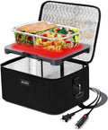 Aotto Portable Oven, 12V, 24V, 110V Portable Food Warmer, Mini Personal Microwave Heated Lunch Box for Work Reheating and Cooking Meals in Truck, Vehicle, Travel, Camping, Picnic, Black